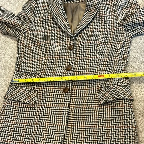Zara tan brown houndstooth check plaid single breasted button front blazer Sz XS - Picture 12 of 15